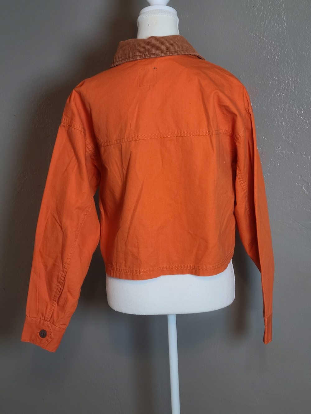wild fable Cute Orange Cropped Utility Jean Jacket With Corduroy Collar Size XS - Picture 4 of 12